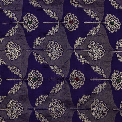 Purple Color Katan Meena Brocade Fabric