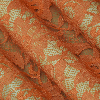 Orange Color Chantilly Net Fabric