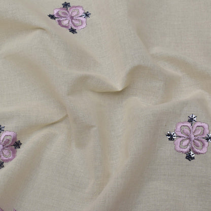 Off White Color Kora Cotton Booti Fabric