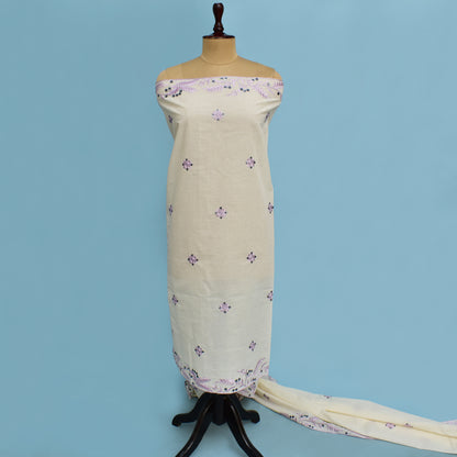 Off White Color Kora Cotton Booti Fabric