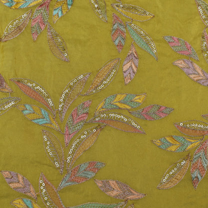 Yellow Color Tissue Embroidery Fabric