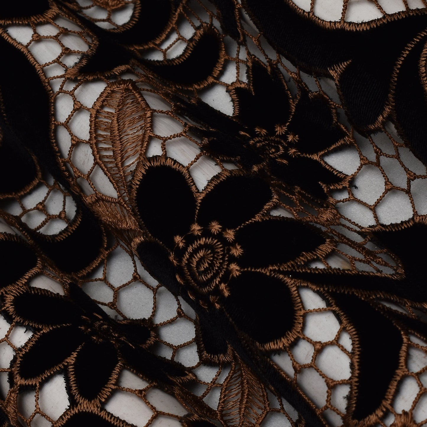 Black Color Velvet Cut Work Fabric