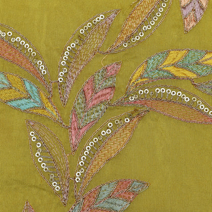 Yellow Color Tissue Embroidery Fabric