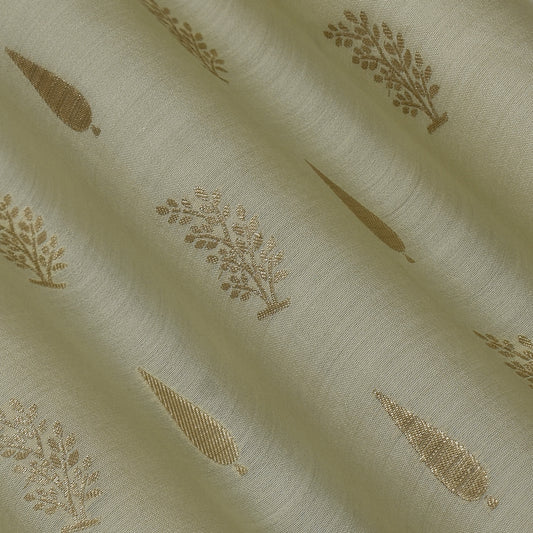 Pale yellow  Color  Chanderi Jacquard Fabric