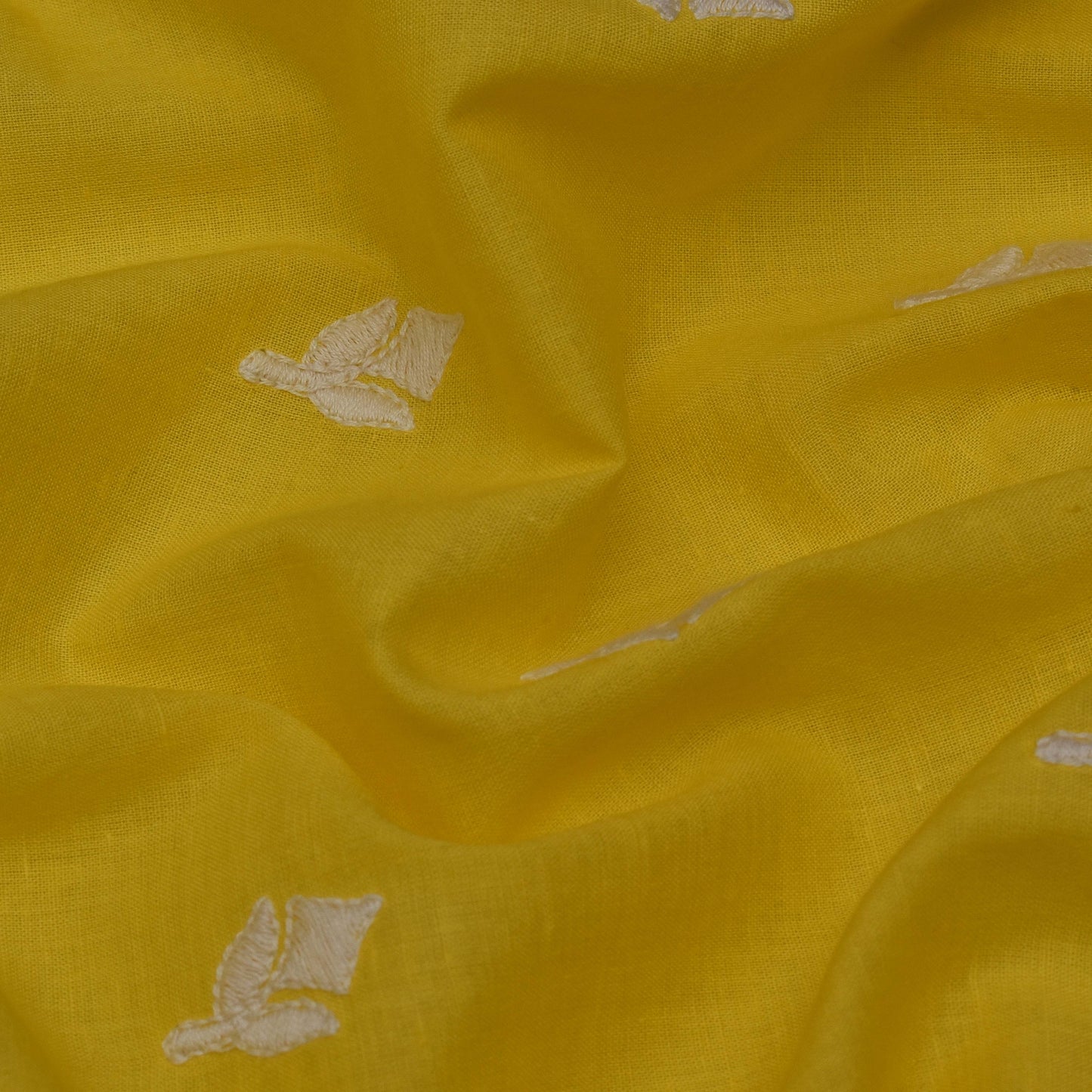 Yellow Color Cotton Booti Fabric