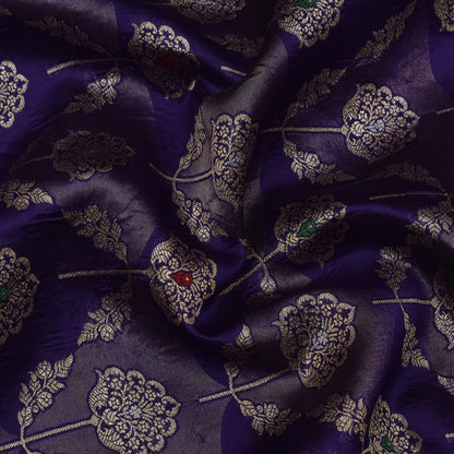 Purple Color Katan Meena Brocade Fabric