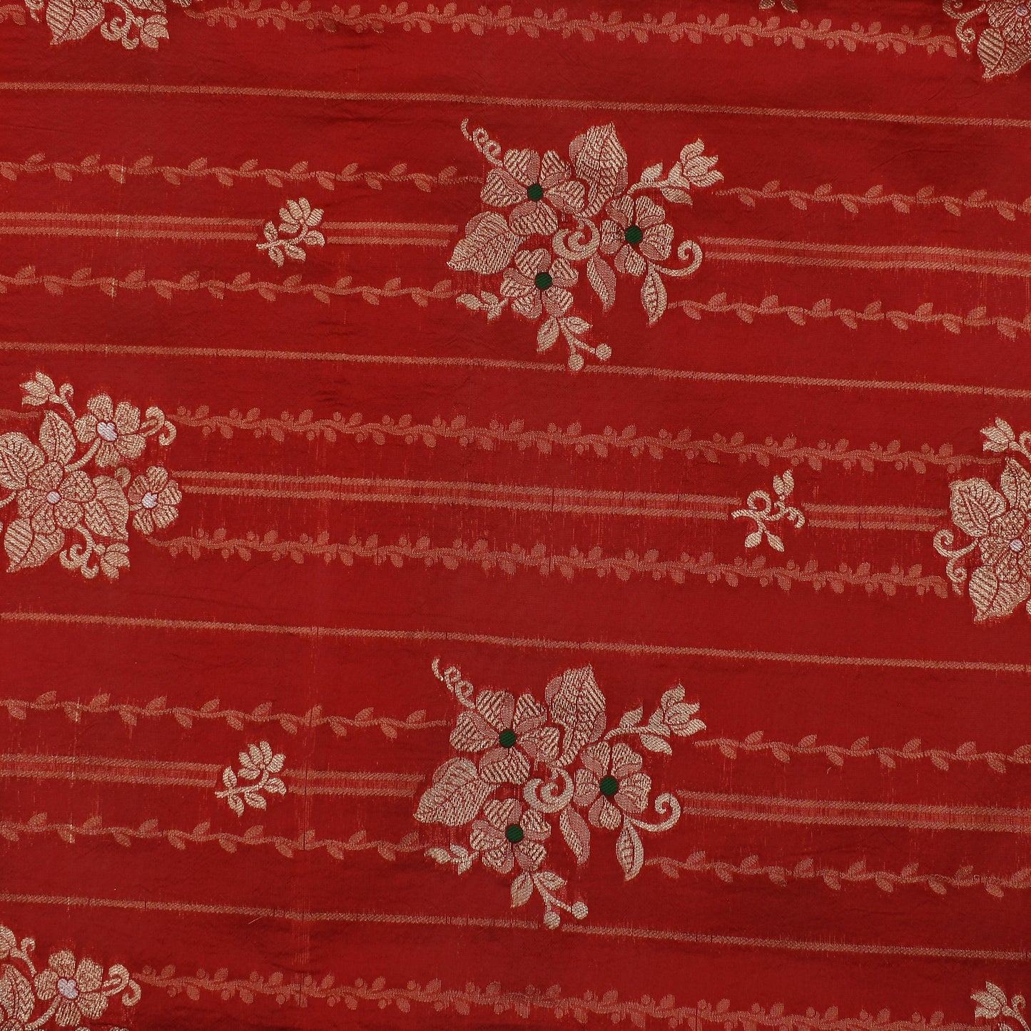 Red Color Katan Meena Brocade Fabric
