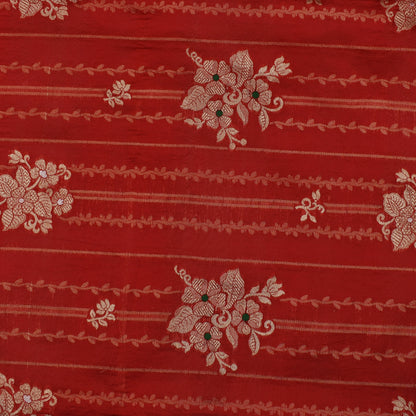 Red Color Katan Meena Brocade Fabric