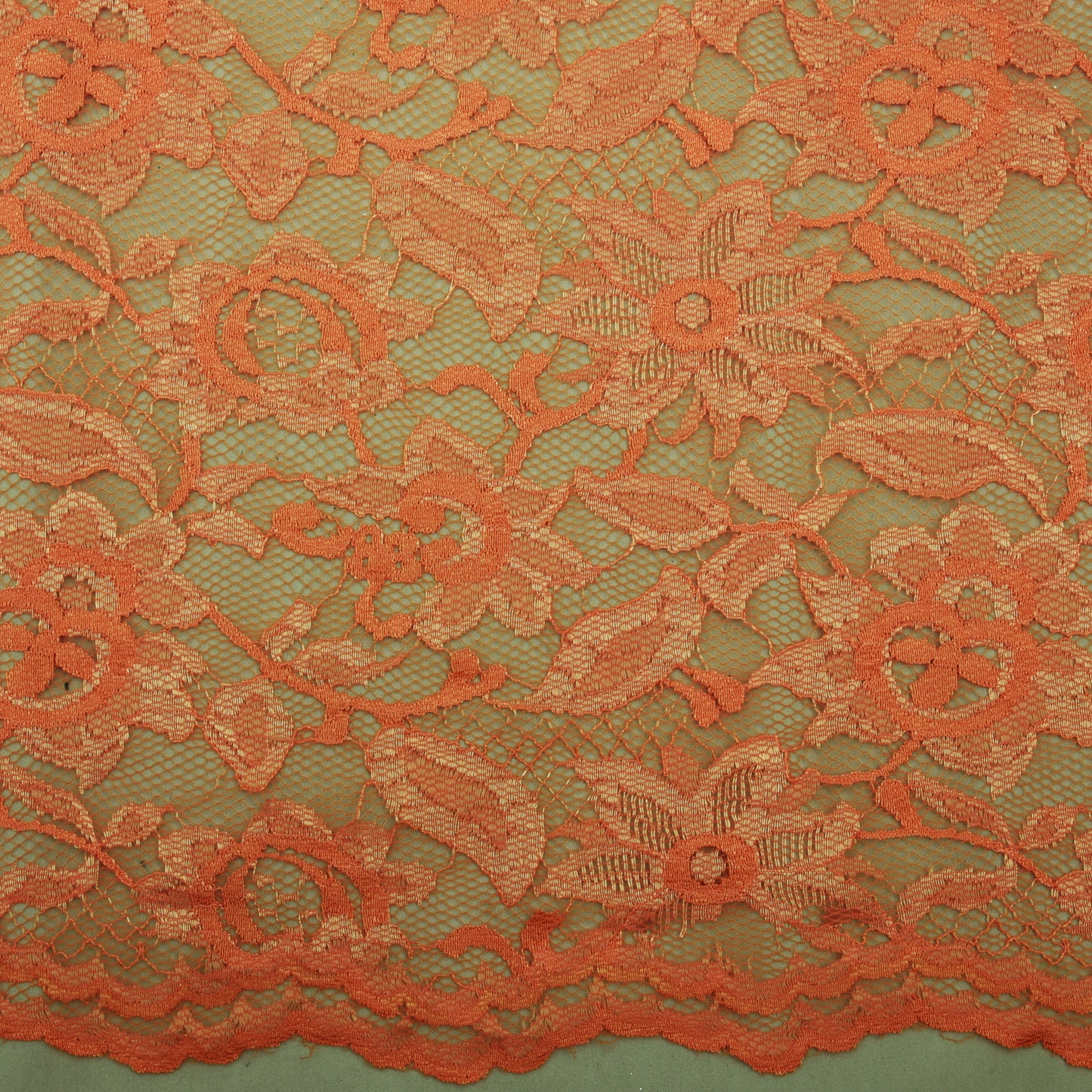 Orange Color Chantilly Net Fabric