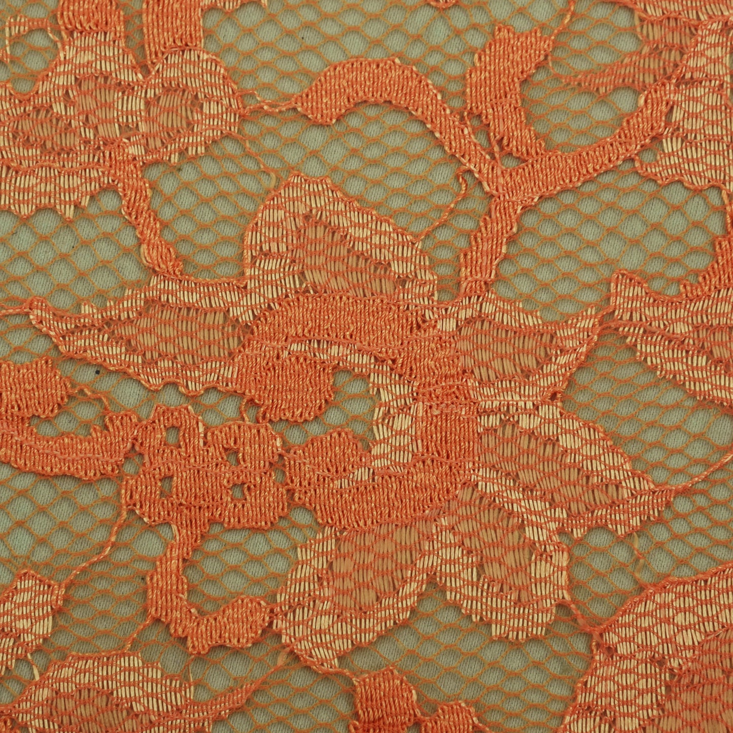 Orange Color Chantilly Net Fabric