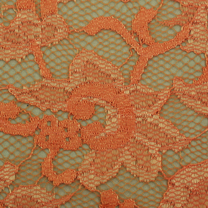 Orange Color Chantilly Net Fabric