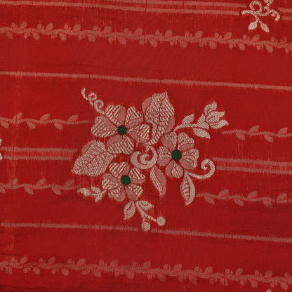 Red Color Katan Meena Brocade Fabric