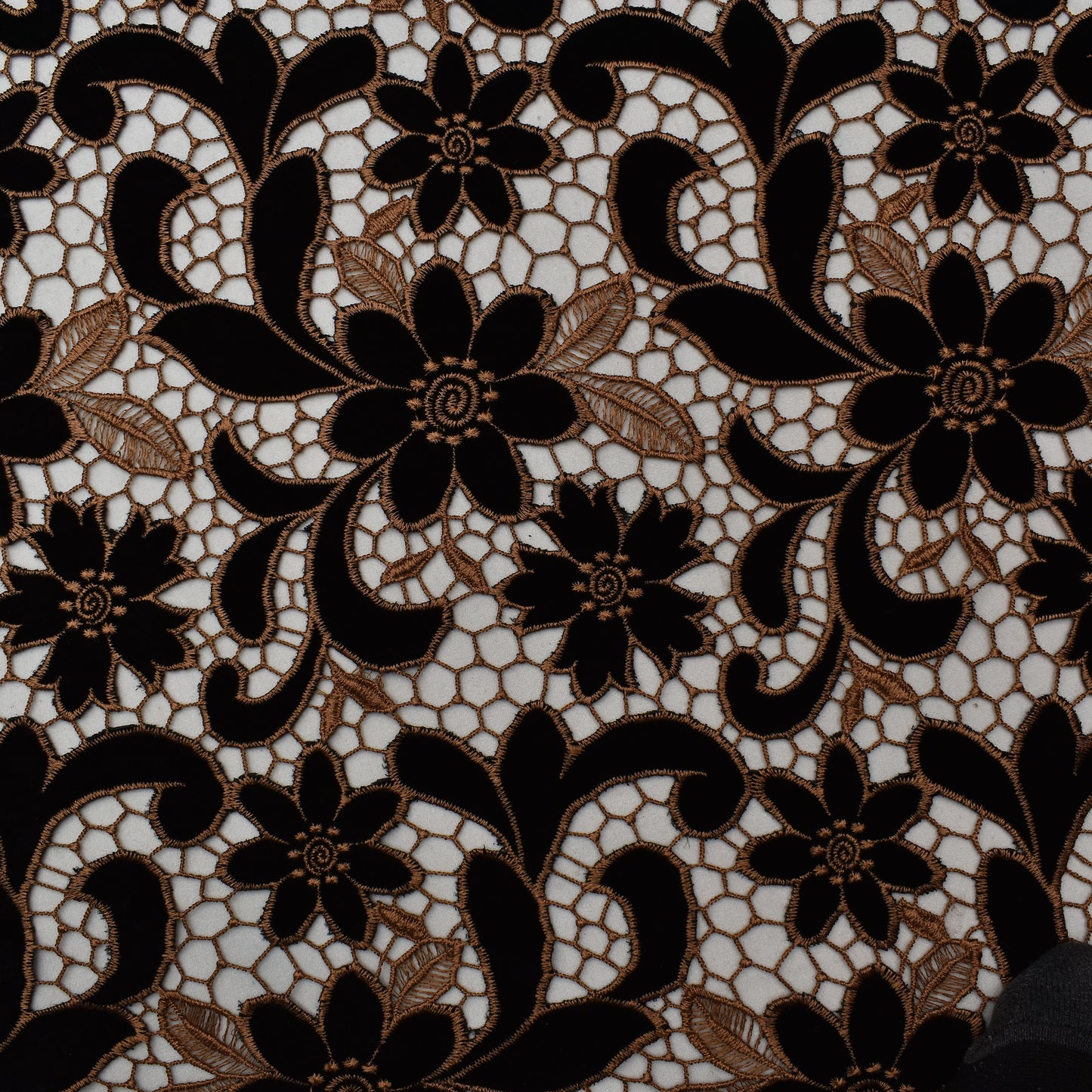 Black Color Velvet Cut Work Fabric