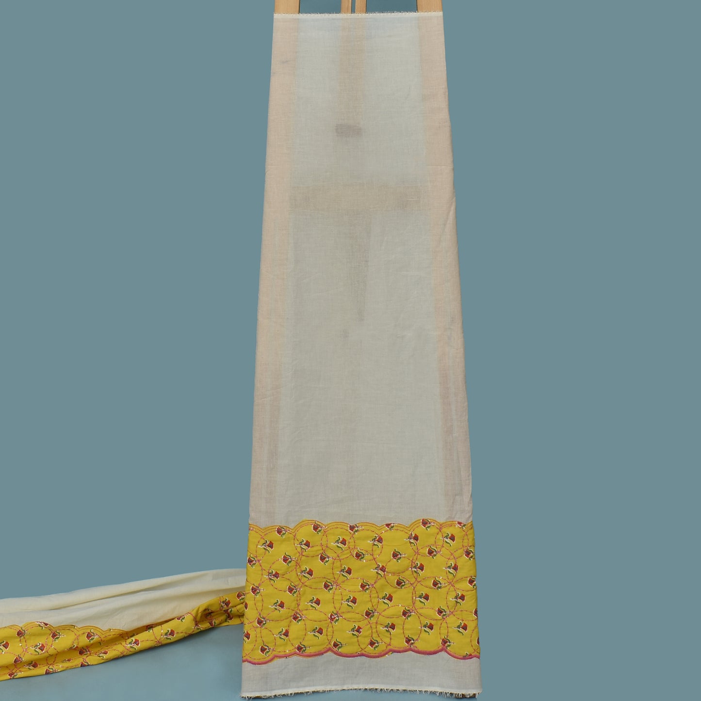 Off White Color Kora Cotton Plazo Fabric