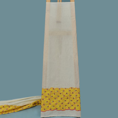 Off White Color Kora Cotton Plazo Fabric