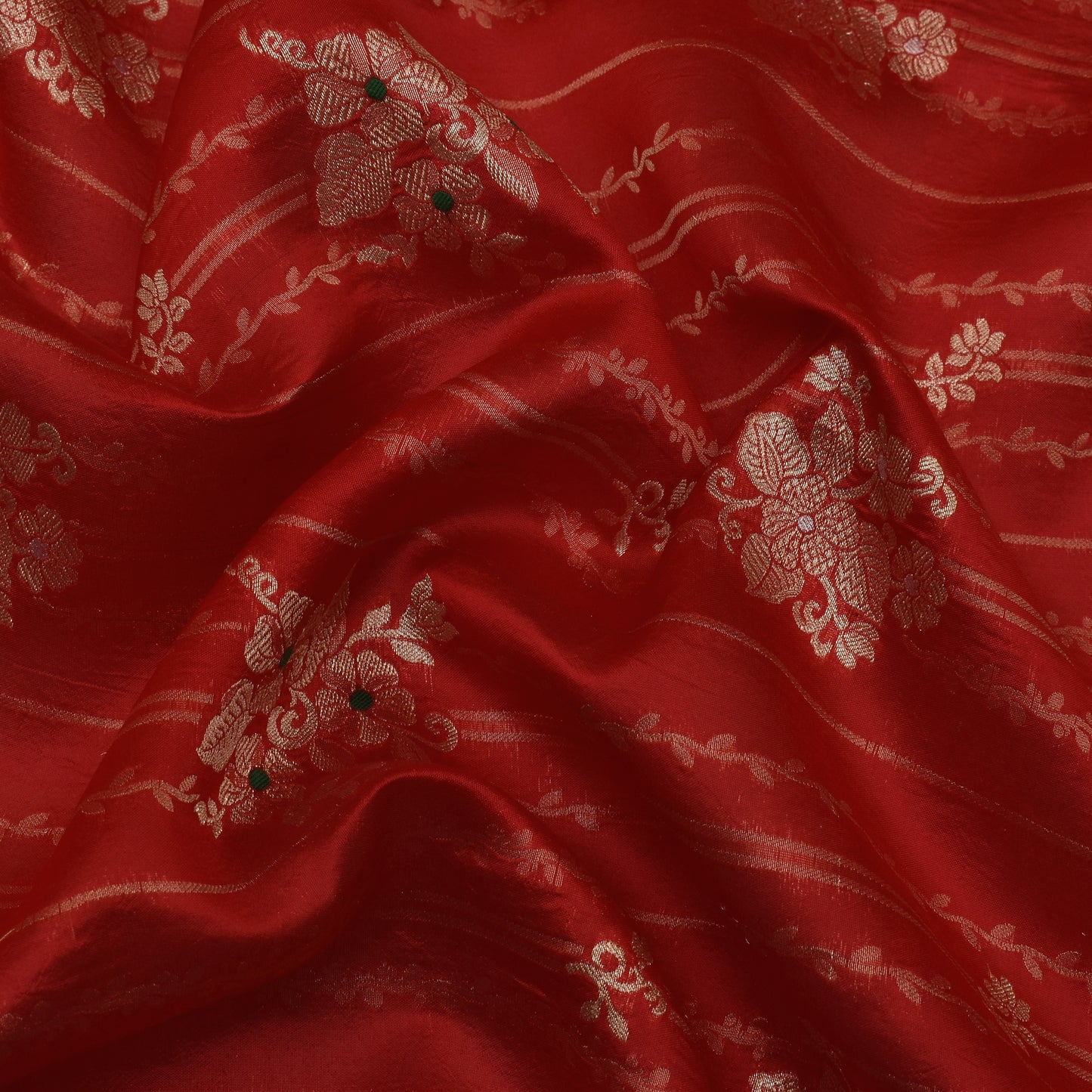 Red Color Katan Meena Brocade Fabric