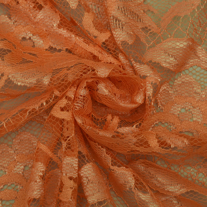 Orange Color Chantilly Net Fabric