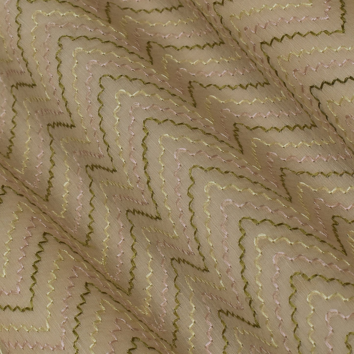 Beige Color Chanderi Booti Fabric