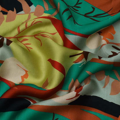 Multi Color Modal Satin Print Fabric