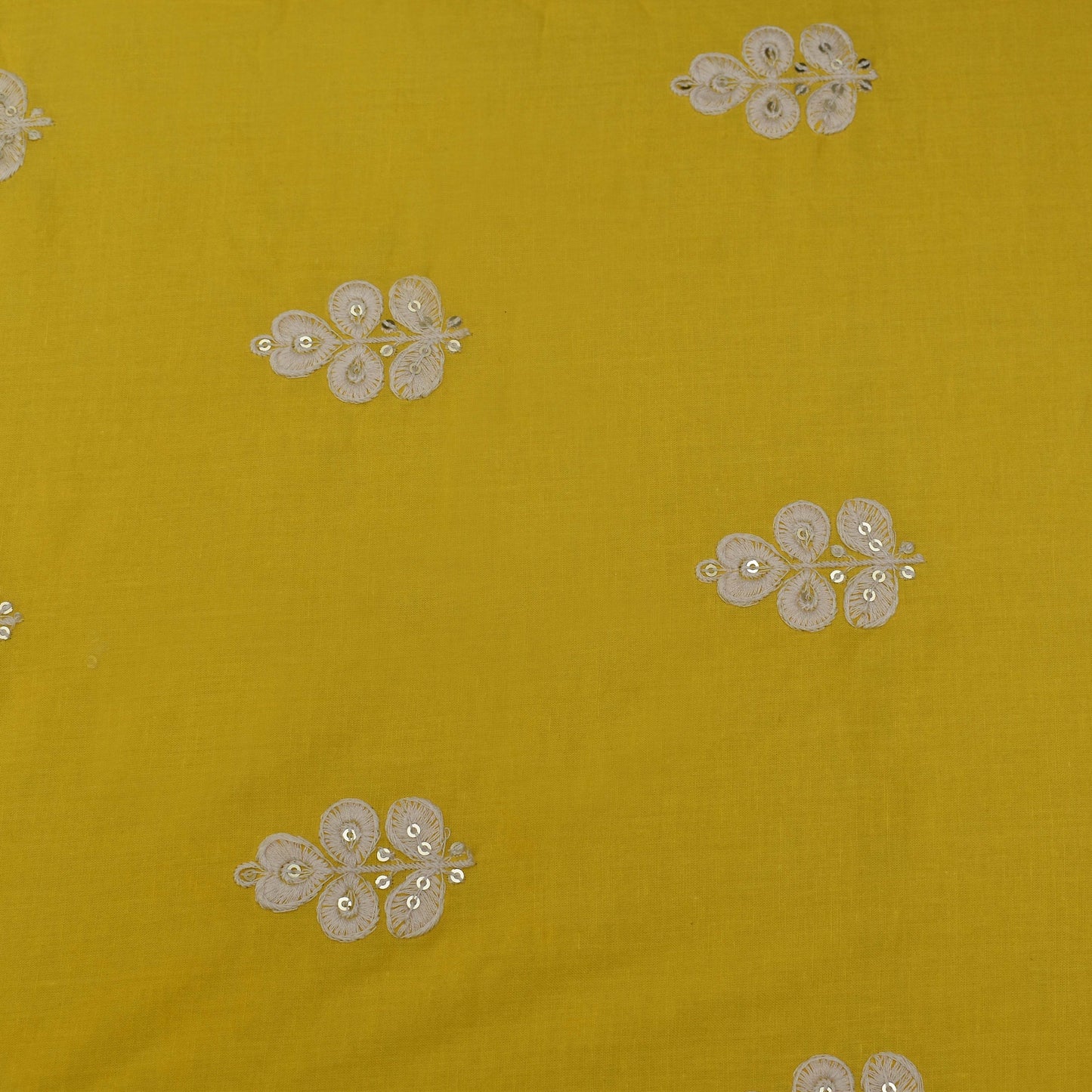 Yellow Color Cotton Booti Fabric