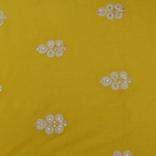 Yellow Color Cotton Booti Fabric (Cut Pieces 3Mtr)