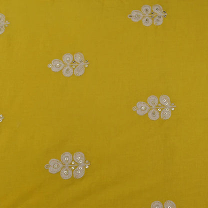 Yellow Color Cotton Booti Fabric (Cut Pieces 3Mtr)