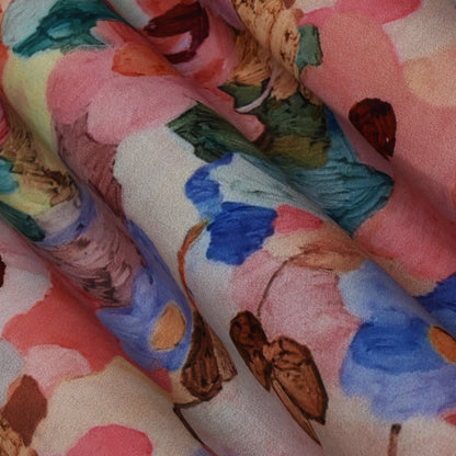 Multi Color Mulmul Print Fabric