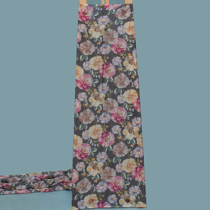 Multicolor Crepe Position Print Embroidery Fabric