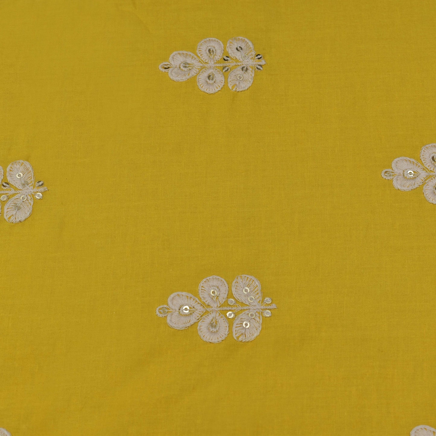 Yellow Color Cotton Booti Fabric