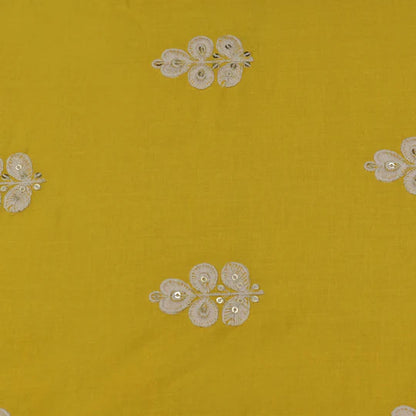 Yellow Color Cotton Booti Fabric (Cut Pieces 3Mtr)