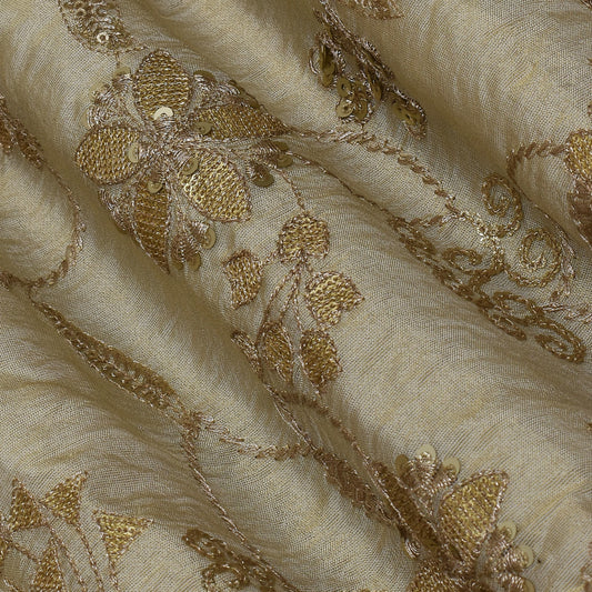 Beige Color Tissue Embroidery Fabric