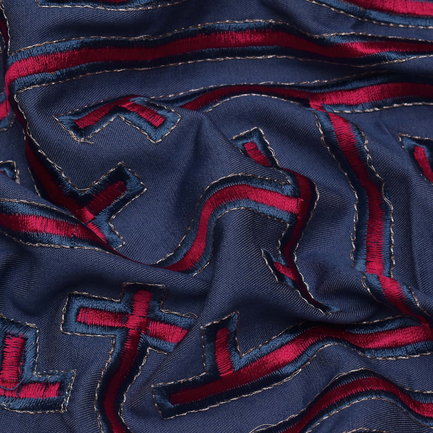 Blue Color Denim Embroidery Fabric