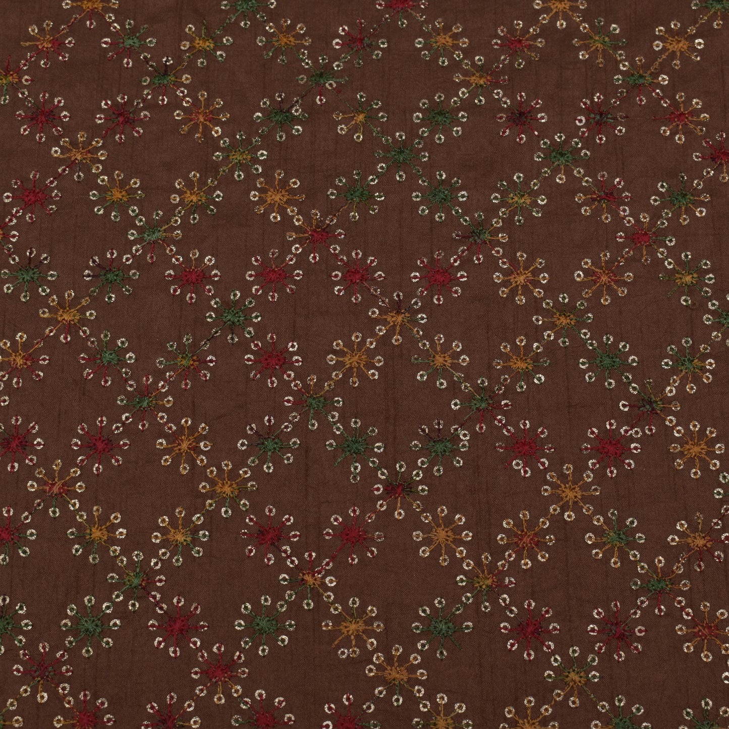 Rust Color Upada Embroidery Fabric