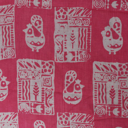 Pink Color Cotton Batik Print Fabric