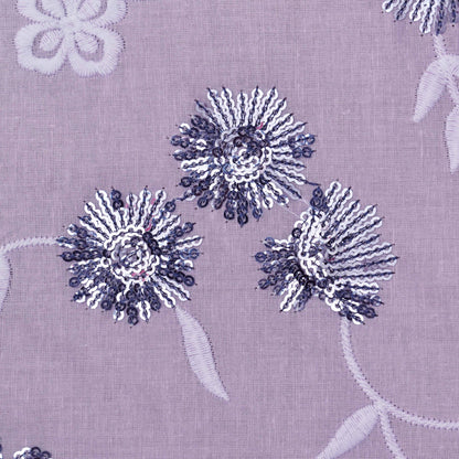 Lilac Color Cotton Embroidery Fabric