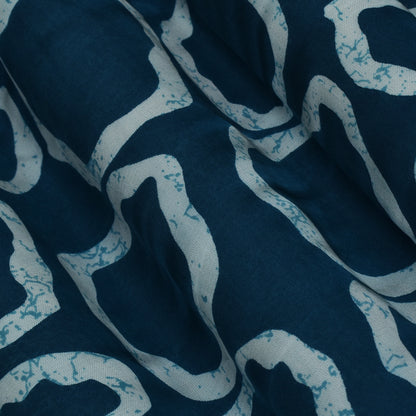 Blue Color Modal Satin Print Fabric