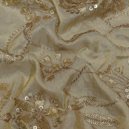 Beige Color Tissue Embroidery Fabric