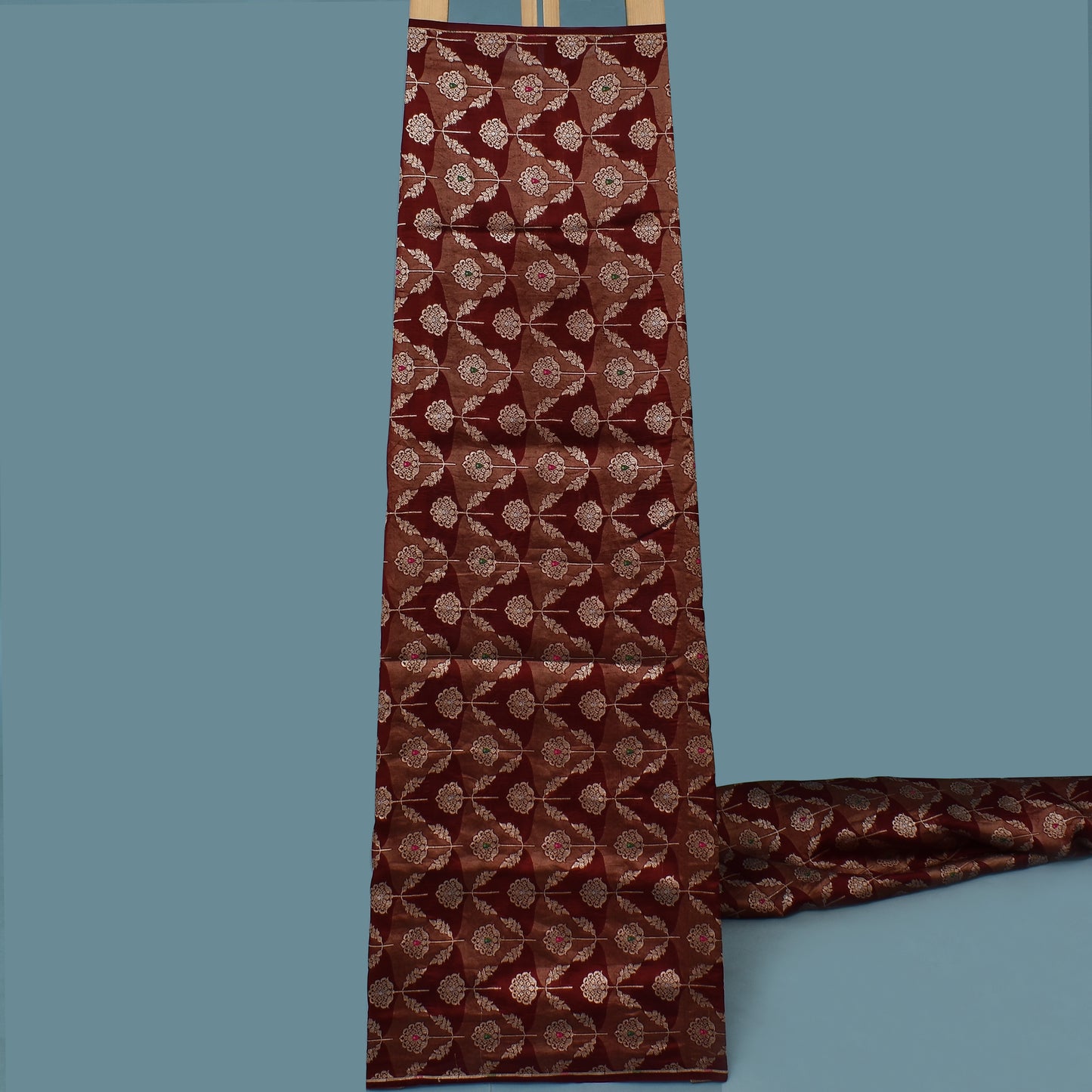 Brown Color Katan Meena Brocade Fabric