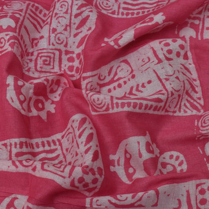 Pink Color Cotton Batik Print Fabric