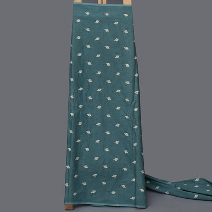 Sea Green Color Cotton Booti Fabric