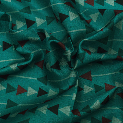 Multi Color Slub Tussar Print Fabric