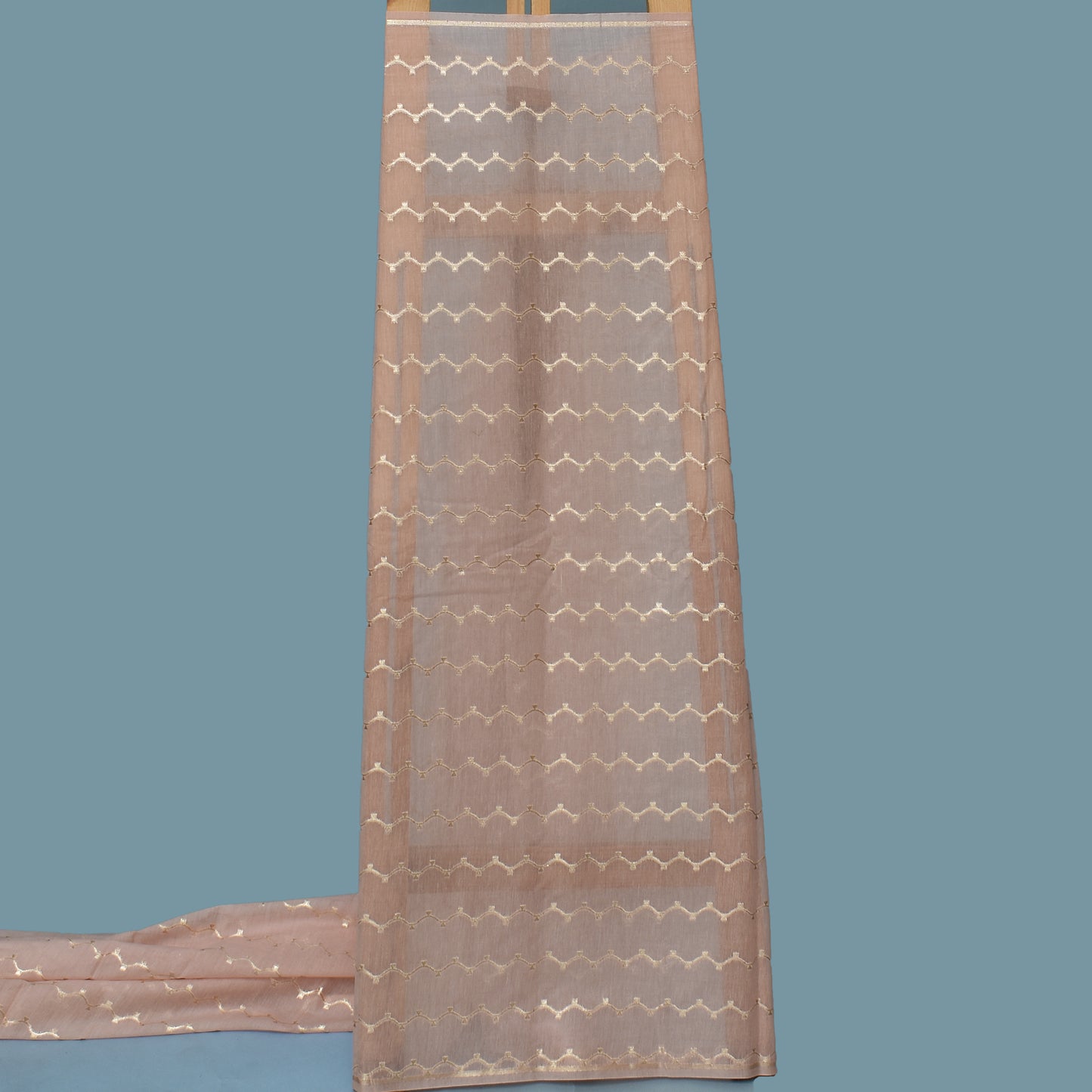 Pale Pink Color Chanderi Stripe Fabric