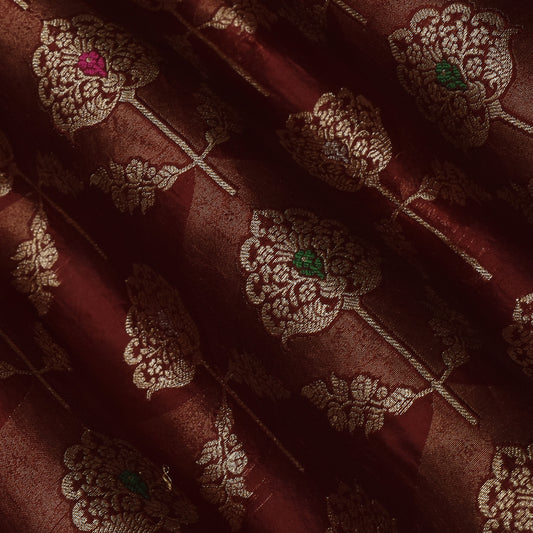 Brown Color Katan Meena Brocade Fabric