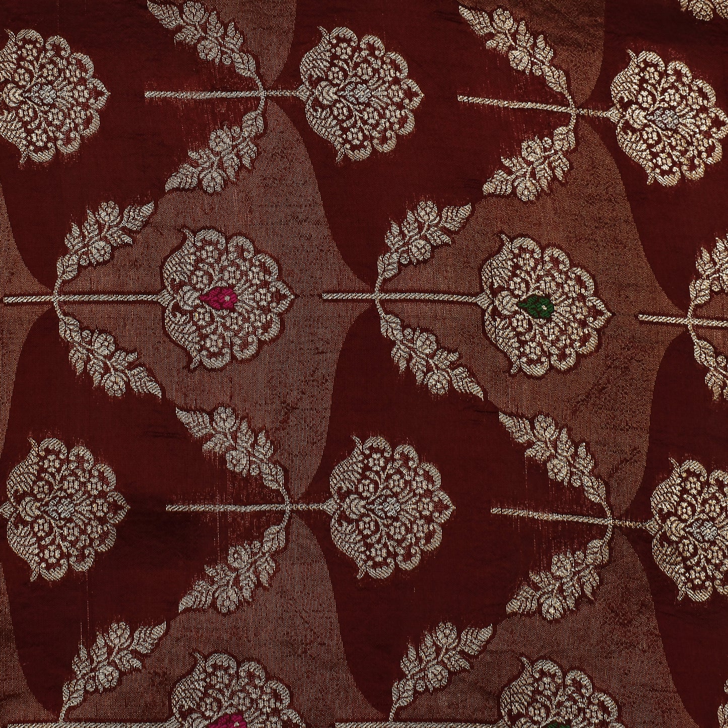 Brown Color Katan Meena Brocade Fabric