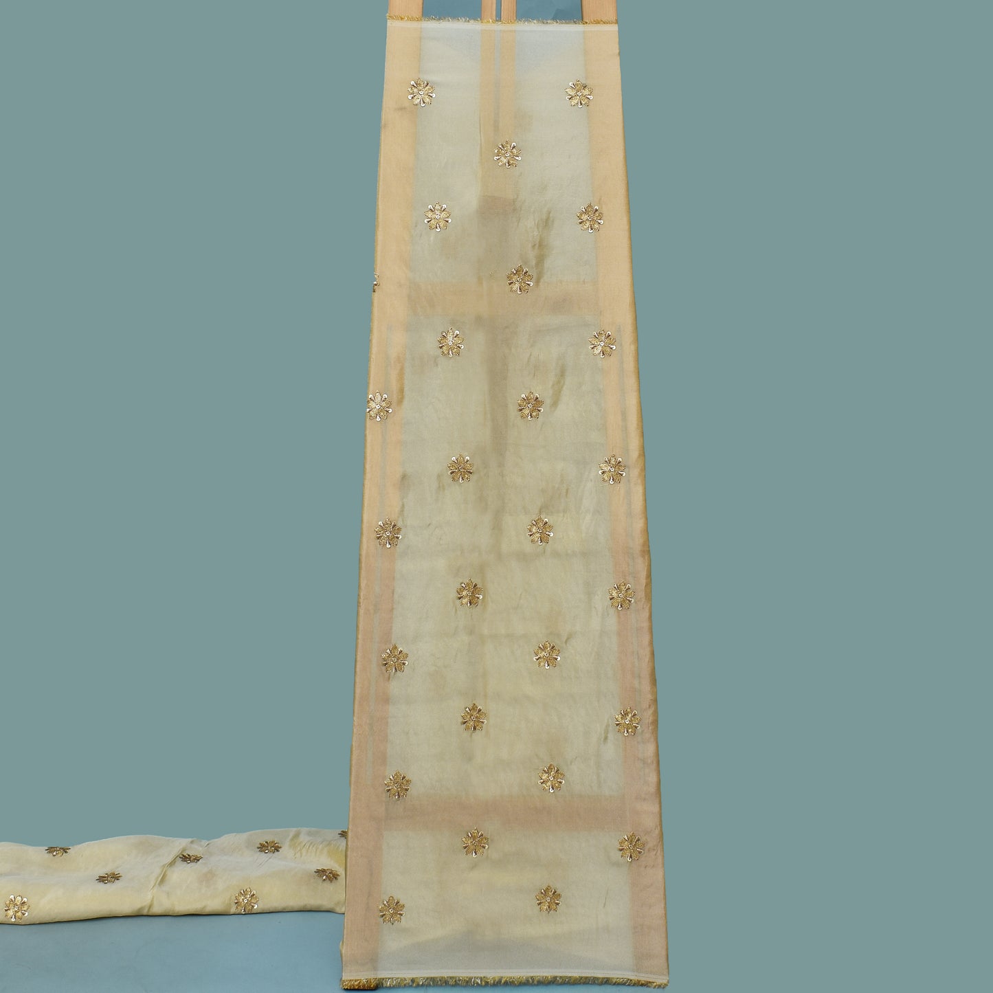 Beige Color Tissue Embroidery Fabric