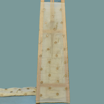 Beige Color Tissue Embroidery Fabric