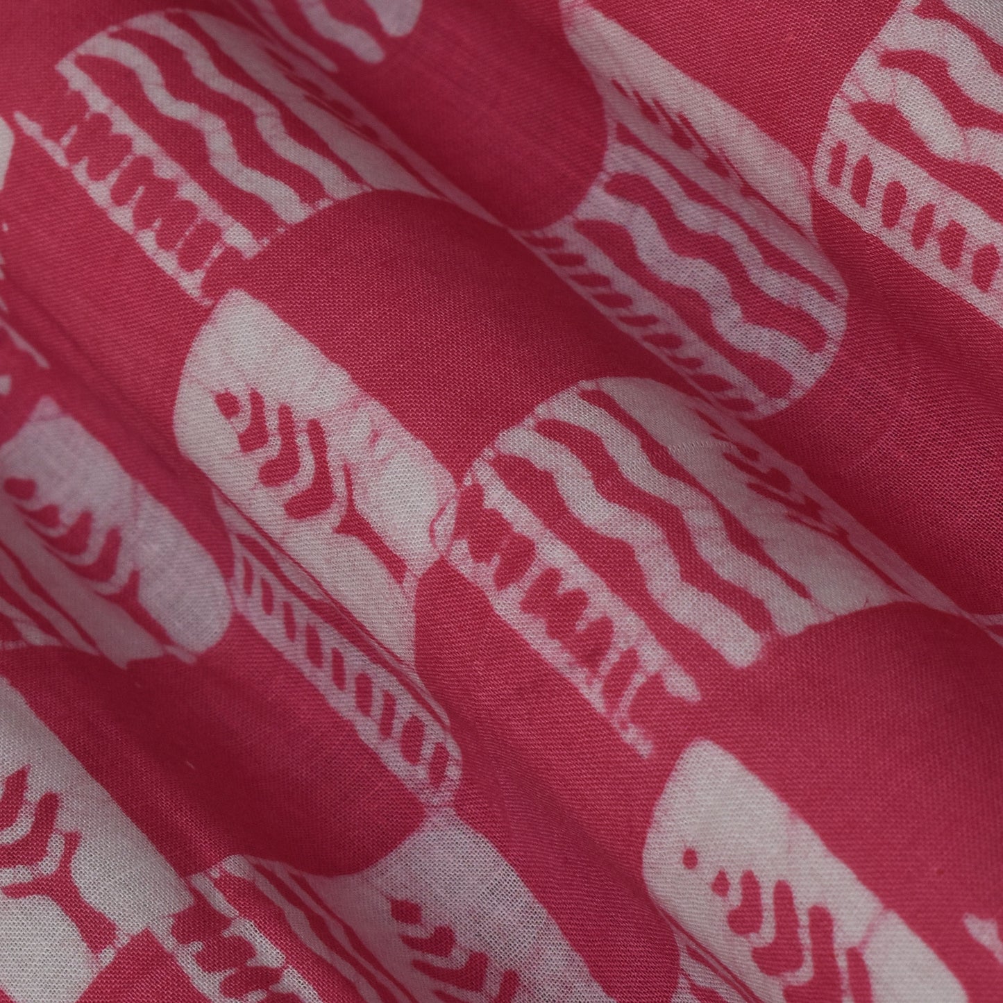 Pink Color Cotton Batik Print Fabric