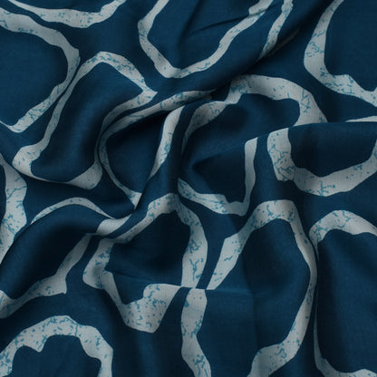 Blue Color Modal Satin Print Fabric