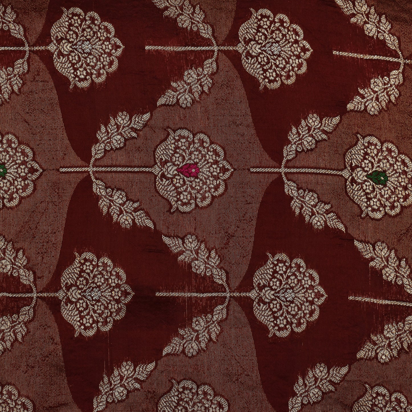 Brown Color Katan Meena Brocade Fabric
