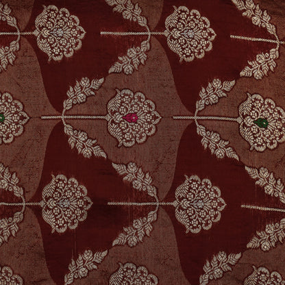 Brown Color Katan Meena Brocade Fabric